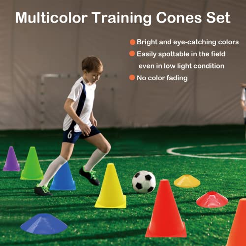 Soccer Cones Set, 84/42Pcs 7"/9" Cones Sports + Disc Cones, Cones for Sports with Carry Bag, Training Cones, Soccer Cones for Training, Plastic Soccer Cones for Drills
