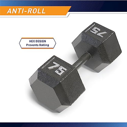 Marcy Cast Iron Hex Dumbbells Collection - Available size from 3-lb to 100-lb, SOLD INDIVIDUALLY - style: 75lbs