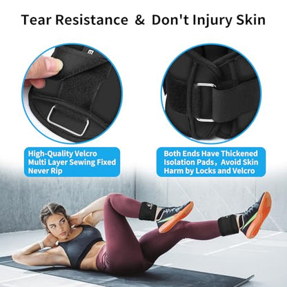ELEAMY Ankle Weights for Women & Men - 0.5/1/2/3lb*2 Pairs - color: Black, size: 0.5 Lbs Each (1.0 Lbs Pair)