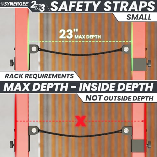 Synergee Safety Straps – Fits 2x2 2x3 3x3 Racks 750 lb - color: b) 2x3 x 23"