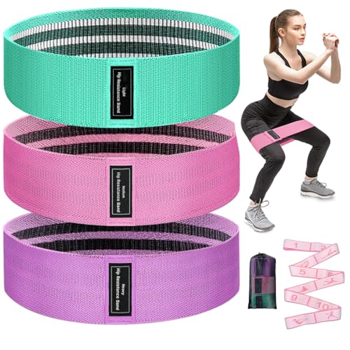 Fabric Resistance Bands for Working Out, Fabric Booty Bands for Legs and Butt with Stretching Strap Included, Non-Slip Glute Bands for Yoga Pilates Home Fitness
