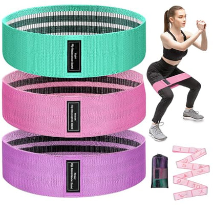 Fabric Resistance Bands for Working Out, Fabric Booty Bands for Legs and Butt with Stretching Strap Included, Non-Slip Glute Bands for Yoga Pilates Home Fitness