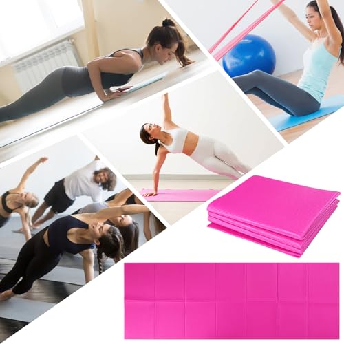 Foldable Yoga Mat Non Slip Exercise Mat 4mm PVC Portable Fitness Workout Mat for Pilates Yoga Floor Exercise Travel Compact Lightweight 68" x 24 "