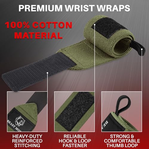 Weightlifting 18" & 12" Wrist Wraps with Thumb Loop – Heavy Duty Wrist Workout Braces for Men and Women – Ideal for Powerlifting, Strength Training, Bodybuilding
