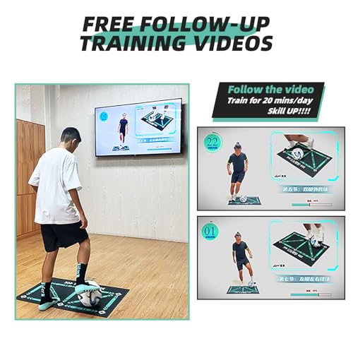Soccer Training Mat with Training Videos, Soccer Dribble Trainer for All Ages - Soccer Footstep Training Equipment with Non-Slip Socks - Ideal Gift Set for All Age Kids