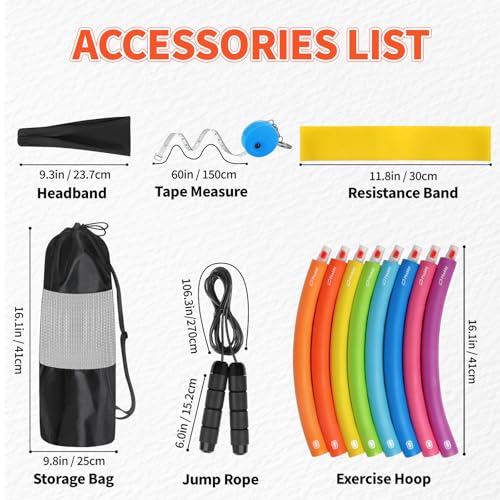 Weighted Exercise Hoop for Adults, 2.2lb&2.8lb Adjustable Fitness Hoop, 8 Detachable Hoop Sections with Jump Rope & Storage Bag, Home Gym Workout - style: Pro 2.8lb