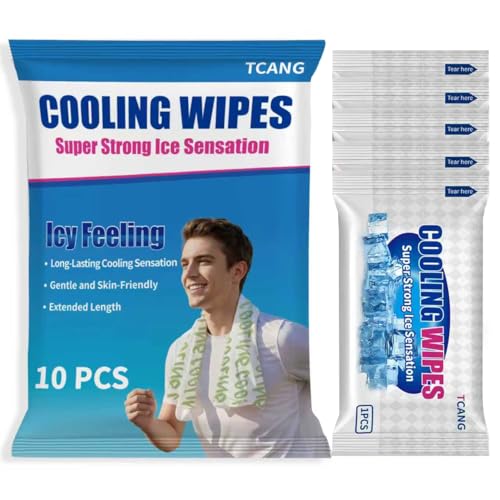 10 Pack Cooling Body Wipes, Alcohol-Free Cooling Towelettes Cooling Towel Alternative for Outdoor Sports, Camping, Hiking, Workout & Hot Weather(Green) - size: 10 Count (Pack of 1)