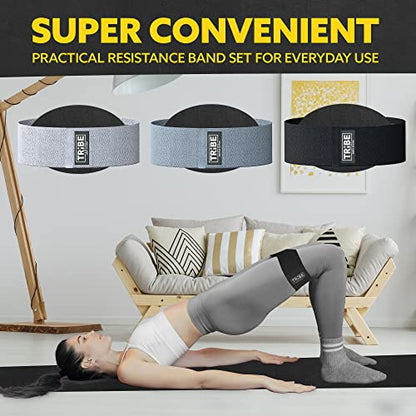 Fabric Resistance Bands for Working Out, 3-Pack for Legs and Glutes - color: Grey