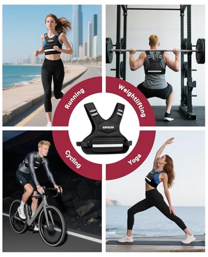 HAPBEAR Adjustable Weighted Vest for Men and Women, 4-10lbs with 6 Ironsand Weights and Large Pocket Includes kettlebell pouch, Weight Vest for Workout, Strength Training, Running, Walking, Muscle Building, Weight Loss