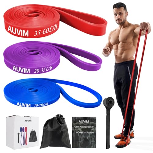 Resistance Bands Set Pull Up Bands 3 Different Levels Fitness Exercise Bands for Men Women for Strength Training,Pilates,Yoga,Crossfit Include Door Anchor Storage Bag and Workout Guide