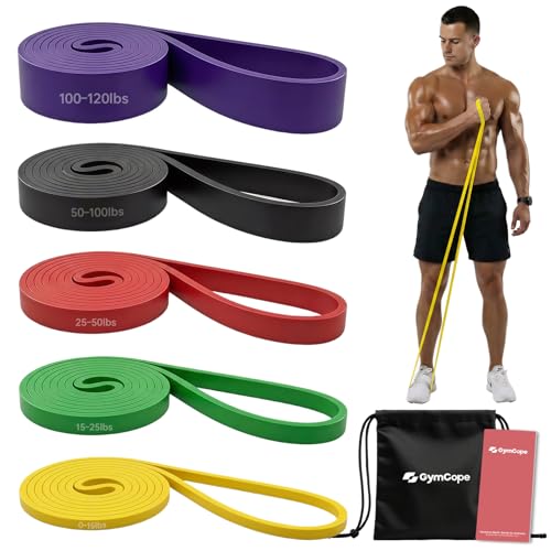 GymCope Pull Up Resistance Bands - Assistance Bands Sets of 3/4/5 for Men & Women, Heavy Duty Workout Exercise Bands for Body Stretching, Muscle Training, Instruction and Carry Bag Included