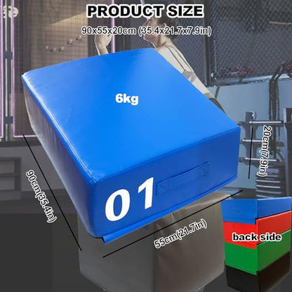 Box Jumps for Home Gym, Plyo Box, 4-in-1 Foam Jumping Exercise Box, Workout Box, Non-Slip PVC Leather for Conditioning, Jumping, Strength Training(Size:90x55x20cm（35.4x21.6x7.9in）) - size: 90x55x20cm（35.4x21.6x7.9in）
