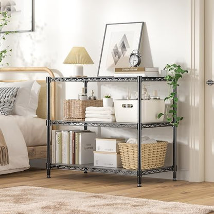 3-Tier Storage Shelves 795LBS Metal Shelving Unit, Adjustable Wire Rack Small Shelf Organizer with Shelf Liners for Kitchen Pantry Office Closet Garage 24" W x 14" D x 30.5" H Black - size: 24" W x 14" D x 30.5" H-3 Tier