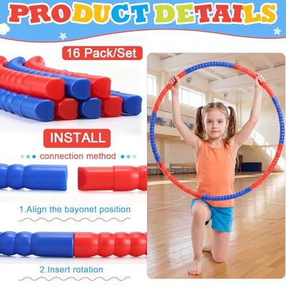 Toy Hoop Detachable Plastic Hoops Exercise Equipment Toy Adjustable Rings for Sports Party Game Dance Pet Training - color: Red,Blue