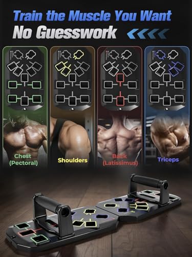 Push Up Board 20-In-1 Workout Equipment, Pushup Board with Handles, Puzzle-Style Snap Design with Square Slots, Home Gym Fitness Equipment for Chest, Shoulders, Back & Triceps, Men and Women