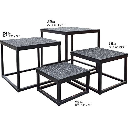 Meister Elite Steel Plyo Jump Boxes for Professional Gyms - Deluxe Set & Individual 12", 18", 24", 30"