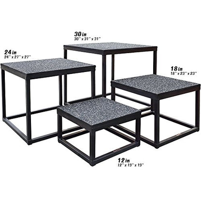 Meister Elite Steel Plyo Jump Boxes for Professional Gyms - Deluxe Set & Individual 12", 18", 24", 30"