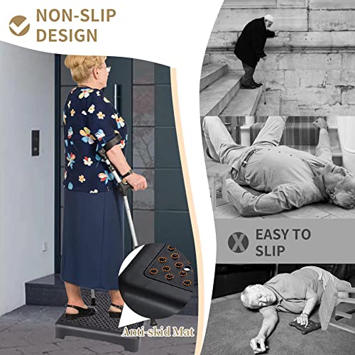 Mobility Step Stool,Heavy Duty Step Platform with Non-Slip Surface 400 Lbs Load Capacity,Half Step Stool for Adults,Elderly Seniors Indoor and Outdoor Use,Black