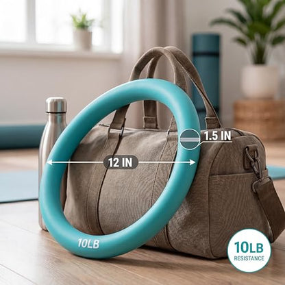 Exercise Weight Ring for Full Body Workout, 10 lb Resistance Training Ring Non-Slip Silicone Surface, 12 Inch Diameter, Teal Blue