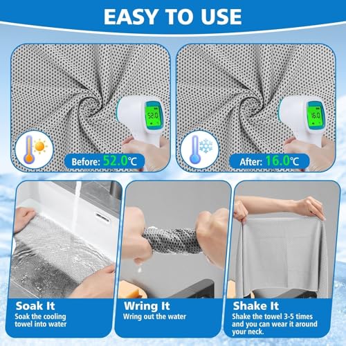 24 Pack Cooling Towels Bulk for Neck and Face 40"x12" Ice Cooling Sweat Rags Microfiber Soft Breathable Soft Chilly Towel for Yoga Golf Sport Running