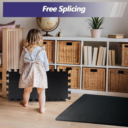 1/2 inch Thicked Gym Floor Mats (20 Sq Ft), 20 Tiles 12.6X12.6in High Density EVA Foam Gym Flooring for Home Gym, Weightlifting, Kids Play Area, Non-Slip, Free Splicing.