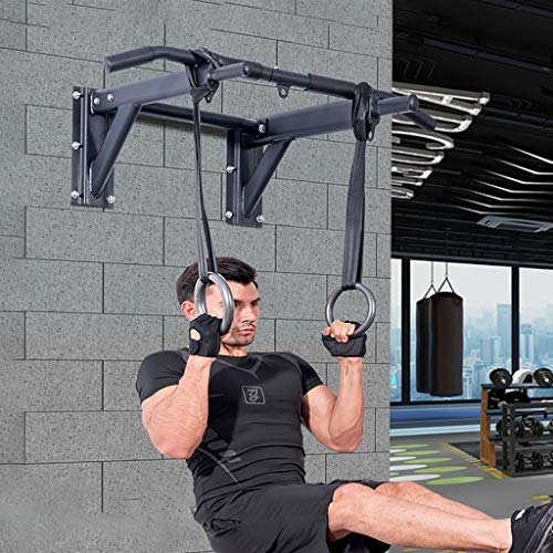 Wall Mounted Pull up Bar Multi-Grip Chin-up Station Home Gym Exercise Workout Equipment Strength Training Fitness Equipment Supports 600lbs - size: Pull up bar with Rings