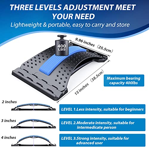 Back Stretcher for Lower Back Pain Relief, Multiple Level Adjustable Arch Lumbar Back Cracker Board, Back Cracking Device, Back Massager for Scoliosis, Spine Decompression Support