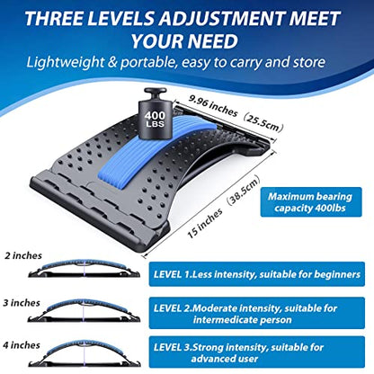 Back Stretcher for Lower Back Pain Relief, Multiple Level Adjustable Arch Lumbar Back Cracker Board, Back Cracking Device, Back Massager for Scoliosis, Spine Decompression Support