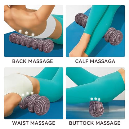 High-Density Foam Roller for Deep Muscle Massage of Legs & Back, Releases Muscle Pain, Pilates Fitness Yoga Pillar （Purple Wave）