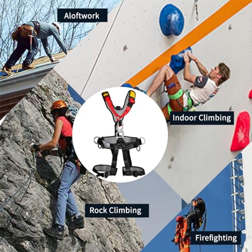 NewDoar Climbing Harness CE Certification Rock Climbing Rappelling Equipment Body Guard Protect Rappelling Rescuing Equip - color: Adult Upgrade Full Body