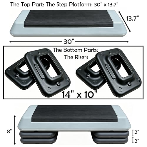 Aerobic Step Platform Height Adjustable Workout Step - color: Double-layer Base-Grey & Black