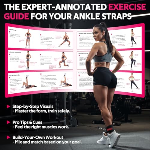 WALITO Gym Ankle Straps for Cable Machines Women & Men - Glute Kickback Ankle Cuff, Adjustable Cable Machine Accessories for Leg Extensions, Hip Abductors & Lower Body Workouts