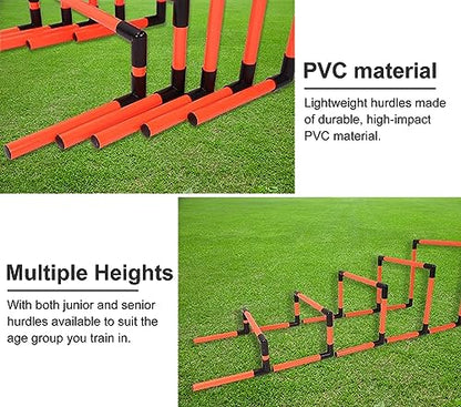 Height Adjustable Hurdles, Portable Training Hurdles, Set of 5 Different Height, Detachable Speed and Agility Hurdles Soccer Practice Equipment, Track and Field Worko, Red - color: Red
