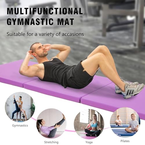 Yoga Mat Thick 2 Inch Workout Flooring for Home Gym - Exercise, Gymnastics, Tumbling, Pilates, Dance Equipment - Foldable Foam Play Mat for Kids and Adults