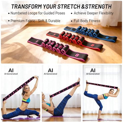 Fitness Resistance Band for Stretching and Yoga,Number Stretch Resistance Band,8-Section Elastic Stretching Strap with Clear Markings For Exercise,Physical Therapy,Full Body Stretching,Pilates-3PCS