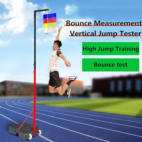 Jump Tester, 150-320cm Vertical Measurement Tool, Wheeled Mobility, Water Filled Weighted, Quick Reset Trainer