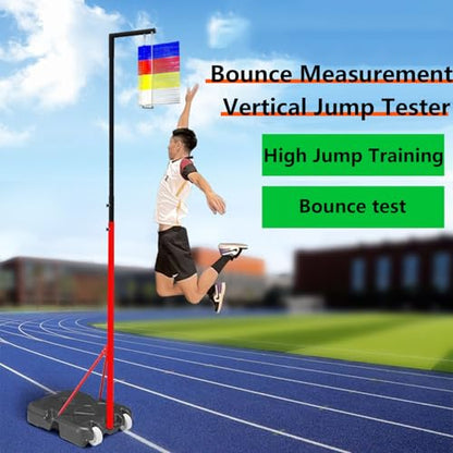 Jump Tester, 150-320cm Vertical Measurement Tool, Wheeled Mobility, Water Filled Weighted, Quick Reset Trainer