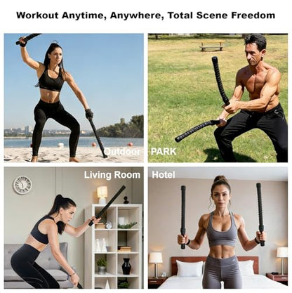 Cordless Battle Ropes with Spring Coated, 20'' Length 1 lb Weight, Portable Detachable Ropeless Battle Rope for Home Office Travel, Full Body Strength Aerobic Rehab