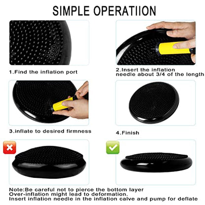 Wobble Cushion, Balance Disc, Wiggle Seat, Balance Pads for Physical Therapy, Stability Disc, Wobble Board for Dogs, Office, Sensory Kids, Classroom with Spiky Massage Ball