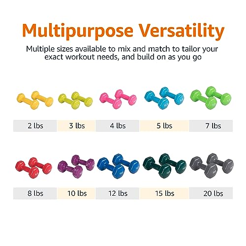 Amazon Basics Vinyl Coated Dumbbell Hand Weights - style: 2 Pounds, Pair