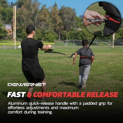 PowerNet Tension Trainer for Speed & Agility, Resistance Band Running Belt with Quick Release Handle, Speed Strength Training Equipment, Resistance Training for Basketball, Football, Baseball, Soccer