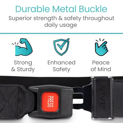 Vive Mobilization Belt for Physical Therapy with Buckle - Manual Traction Stretching Band - PT Traction Strap Belt for Stretching, Mobility, Massages & Exercise (Black)