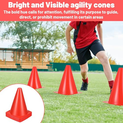 30 Pack 7 Inch Plastic Traffic Cones Sports Training Agility Marker Mini Cones for Soccer, Skating, Football, Basketball, Indoor and Outdoor Games Sports Practice Equipment