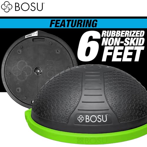 BOSU Nexgen Balance Trainer, Half-Ball Training Equipment, 65 cm Diameter, 300 lb Capacity - Burst-Resistant Stability Exercise Tool w/Non-Slip Base, Includes Hand Pump, Commercial-Grade - color: Cosmic Ash/Lime Green