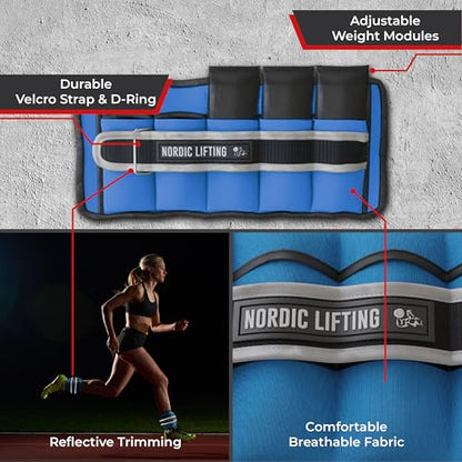 Adjustable Ankle Weights for Women & Men – 1 Pair (2–10 lbs) Wrist, Arm & Leg Weights for Gym, Yoga & Home Workouts – Secure Fit Strap Design – Durable Fitness Training Equipment - color: Royal Blue