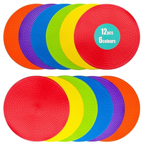 LAZR Non Slip Agility Marker Aggregate Dots 4.72 inch 9 inch Floor Dot Marker for Classroom Dance Sports Football Basketball Speed Agility Training - style: 9inch 12pcs(6colors)