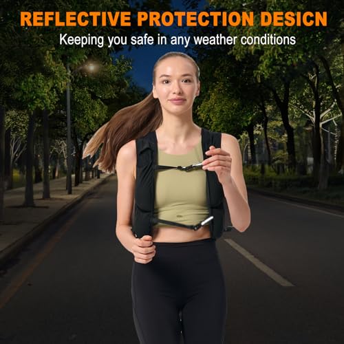 Weighted Vest, 12lbs Weighted Vest Adjustable - Weight Vest with Reflective for Men Women, Body Light Walk Weight Vest for Running Walking Workout Fitness