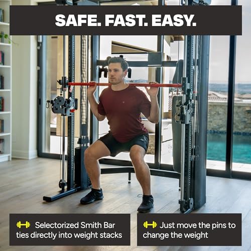 Inspire Fitness Home Gym Functional Trainer with Selectorized Smith Bar - Compact Home Workout Machine with Accessories and 2 x 165 lb Weight Stacks - style: Inspire w/ Selectorized Smith Bar