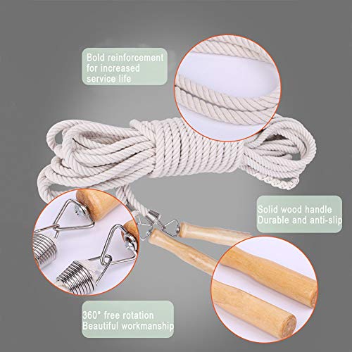 ACEONE Long Jump Rope, Multiplayer Skipping Rope with Wooden Handle for Kids and Adult, Team Group Jumping Rope for School Sport and Outdoor Activity - size: 16ft