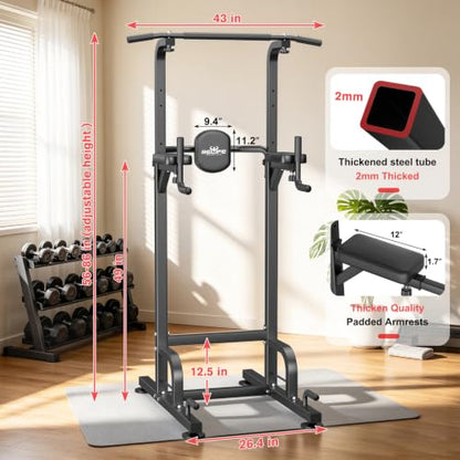 RELIFE REBUILD YOUR LIFE Pull Up Bar Free Standing Power Tower for Home Gym - color: Black